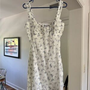 Princess Polly White Dress with Blue Floral Design
